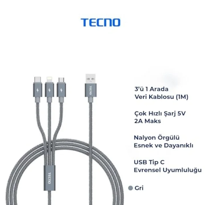 Charger+Data Cable Tcd-X95 2A 1M Gri