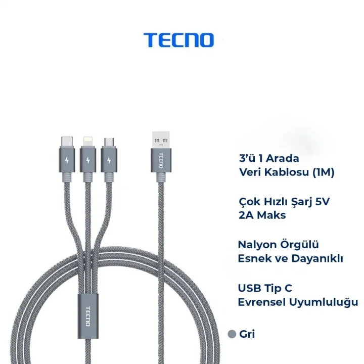 Charger+Data Cable Tcd-X95 2A 1M Gri