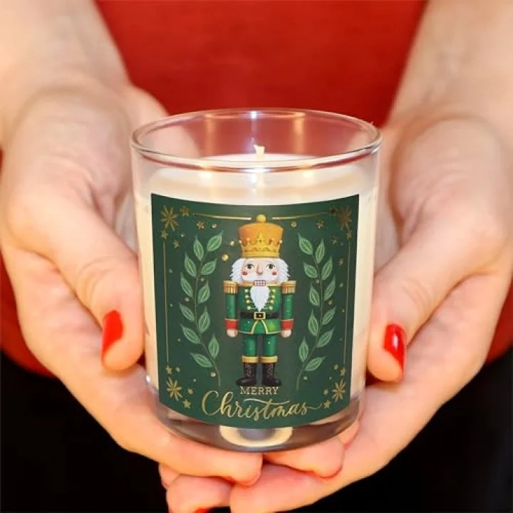 Charm Lab Candle – Kurşun Asker (Nutcracker) Tasarımlı Mum, Yeşil Renk Temalı, 135 g Doğal Biyo Balmumu, 40 Saat Yanma Süresi, Cam Kavanoz, Şık Bristol Kutulu, Yılbaşı Koleksiyonu Hazır Hediye