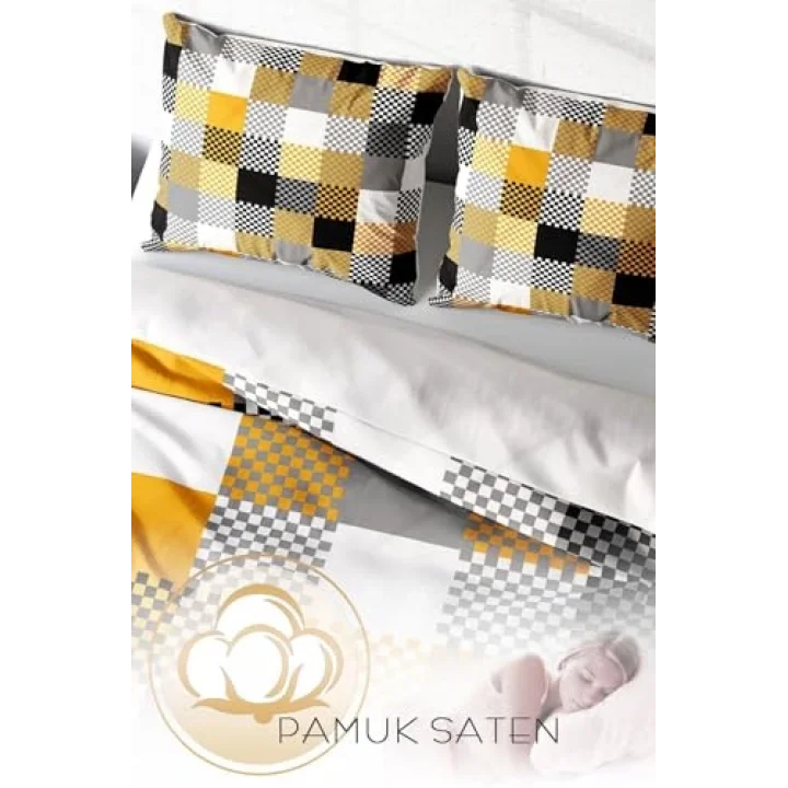 Checkers Gray Modern Çift Kişilik Nevresim Takımı, monohome3817