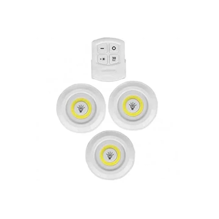 Chermik Uzaktan Kumandalı Pilli Led Spot Lamba Ampul 3lü Set Yapışkanlı