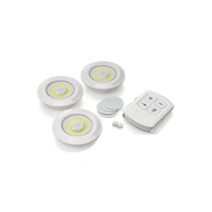 Chermik Uzaktan Kumandalı Pilli Led Spot Lamba Ampul 3lü Set Yapışkanlı