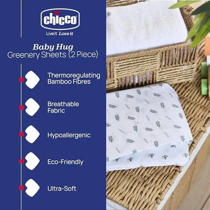 Chicco Çarşaf Bambu Set İki Parça Baby Hug Greenery