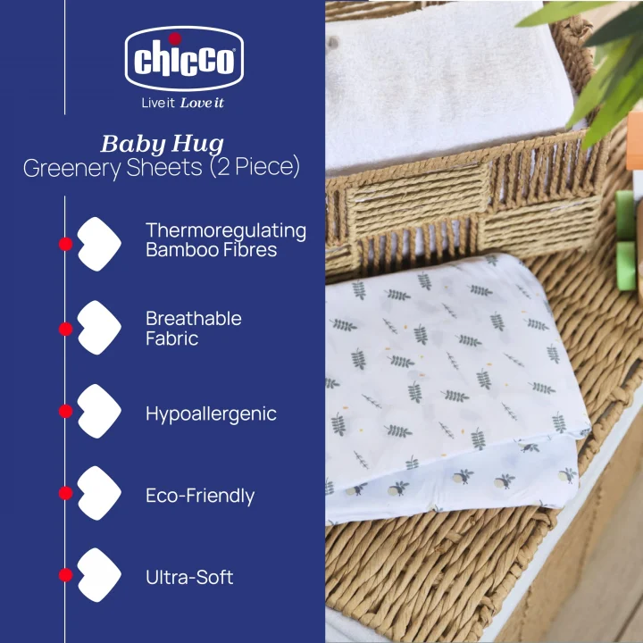 Chicco Çarşaf Bambu Set İki Parça Baby Hug Greenery