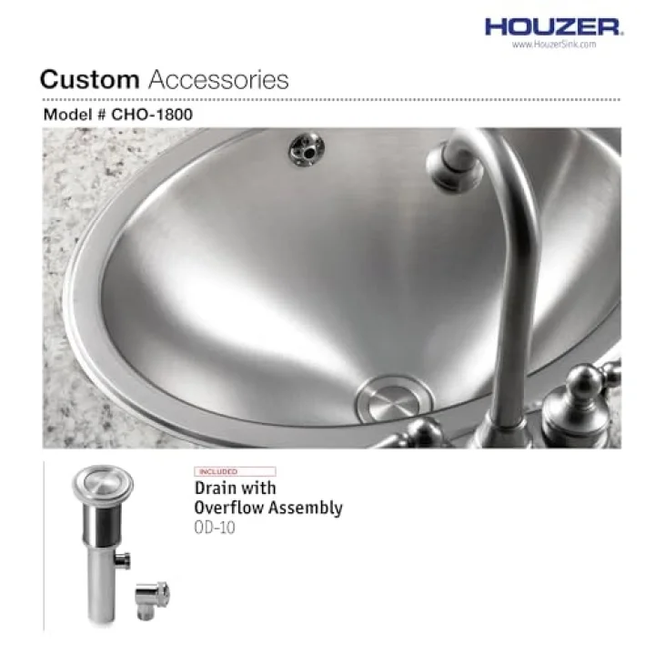 CHO-1800-1 Opus Serisi Gömme Paslanmaz Çelik Oval Kase Lavabo Taşma
