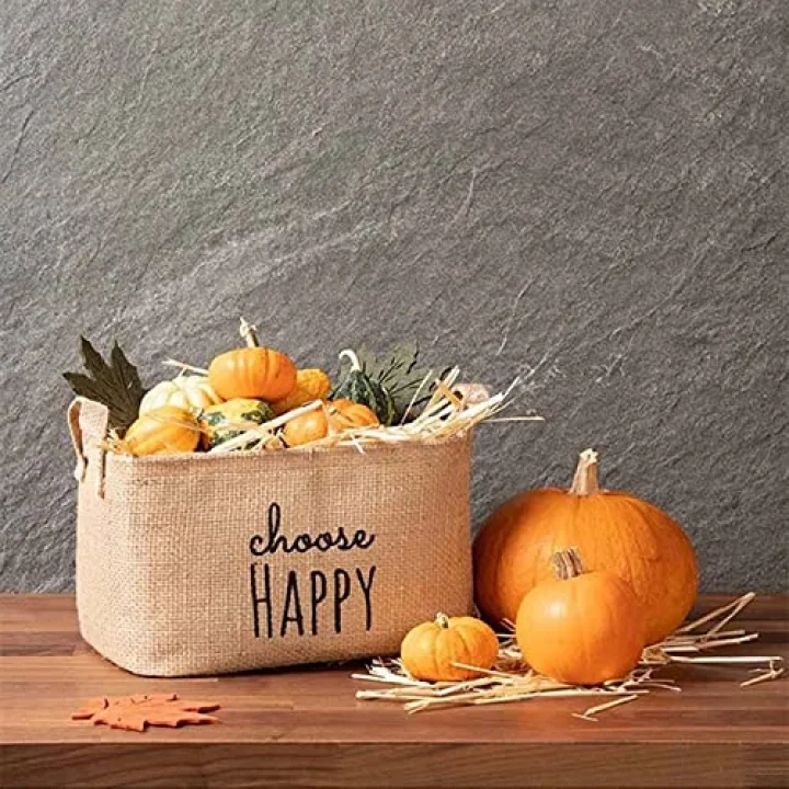 Choose Happy Baskılı Sepet //30x21x18