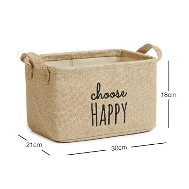 Choose Happy Baskılı Sepet //30x21x18
