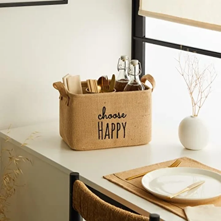 Choose Happy Baskılı Sepet //30x21x18