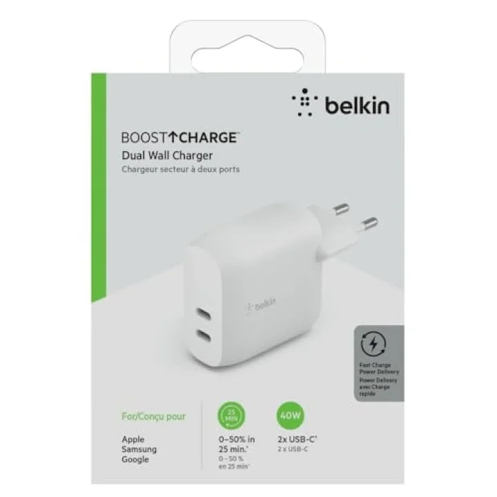 Çift 20W USB-C PD Duvar Şarj Cihazı 40W