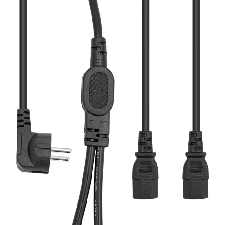 Çift Güç Çıkışlı PC Power Kablosu, IEC C13, AC220V, 1.8 Metre, Siyah