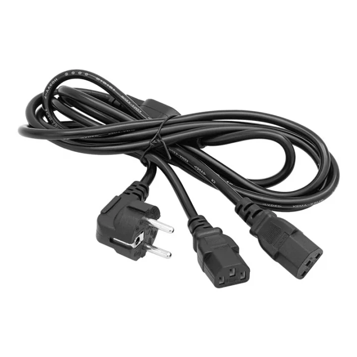 Çift Güç Çıkışlı PC Power Kablosu, IEC C13, AC220V, 1.8 Metre, Siyah