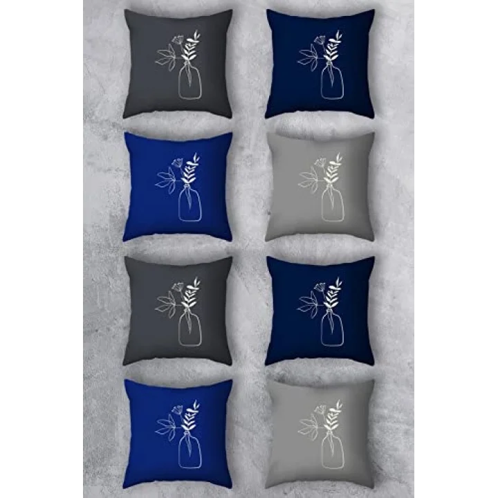 Çift Tarafı Baskılı 43x43 Kırlent Kılıfı 8li Set Kombini
