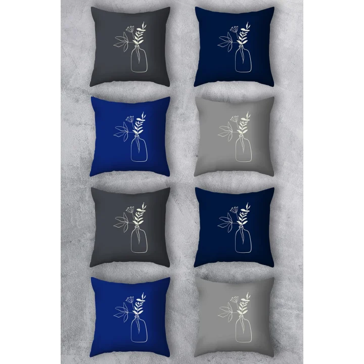 Çift Tarafı Baskılı 43x43 Kırlent Kılıfı 8li Set Kombini