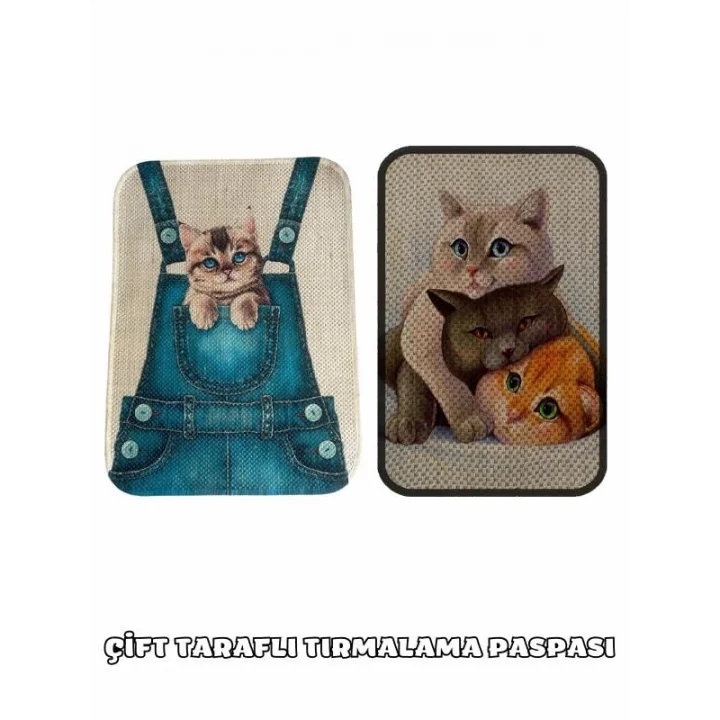 Çift Taraflı Tırmalama Paspası 90x60 Cepteki Kedi x Three Cat