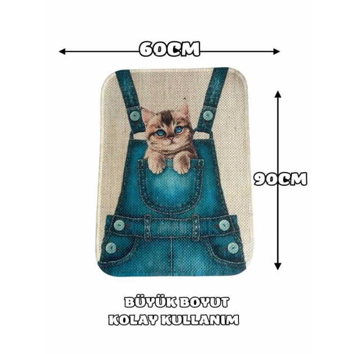 Çift Taraflı Tırmalama Paspası 90x60 Cepteki Kedi x Three Cat