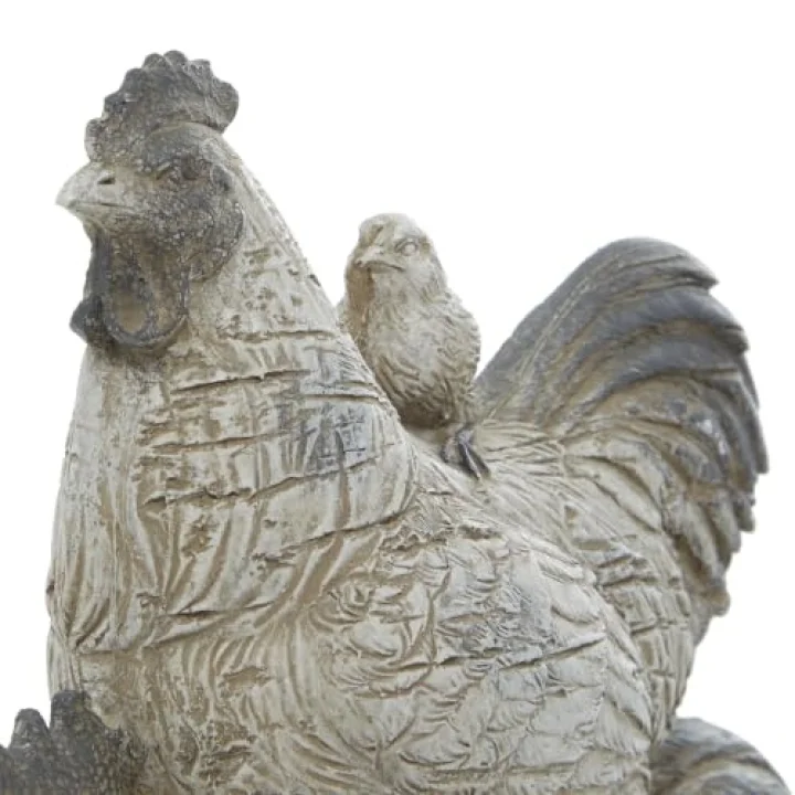 Çiftlik Evi Polystone Horoz Heykel, 8 x 5 x 12, Beyaz