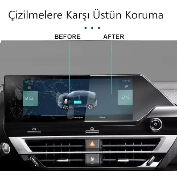 Citroen E-C4 10 İnç İle Uyumlu Ekran Koruyucu Multimedya Navigasyon