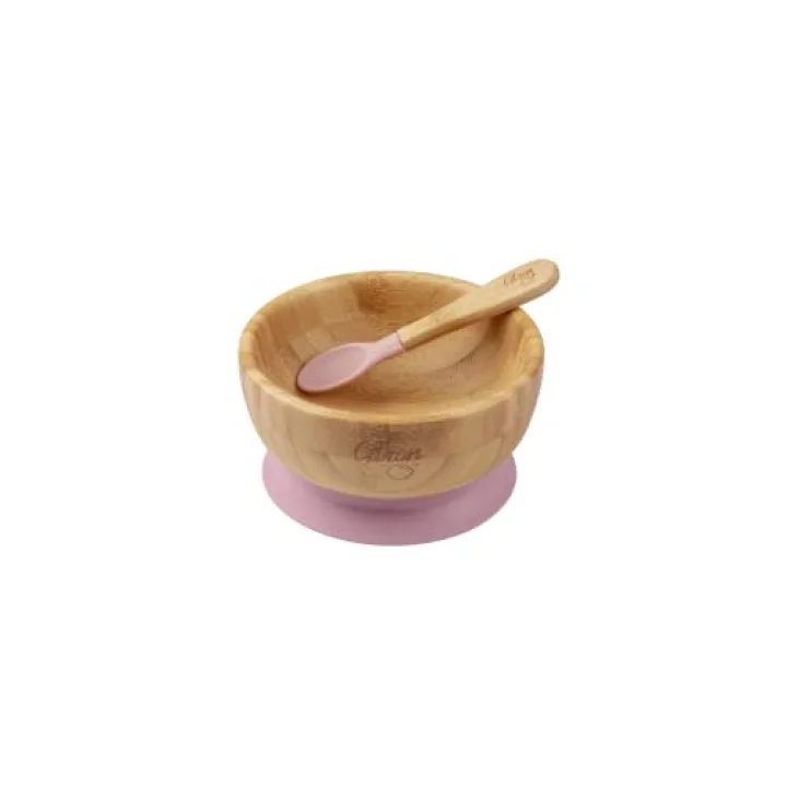 Citron Vakum Tabanlı Organik Bambu Kase Seti - Blush Pink 1073612