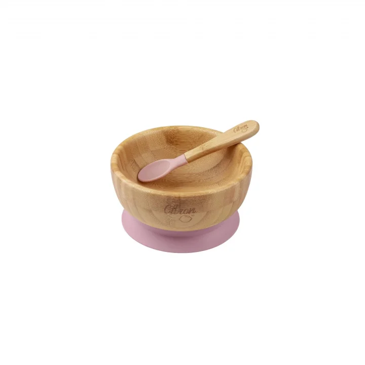 Citron Vakum Tabanlı Organik Bambu Kase Seti - Blush Pink 1073612