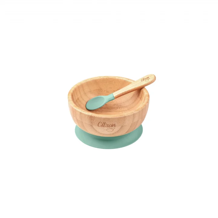 Citron Vakum Tabanlı Organik Bambu Kase Seti - Green 1073599