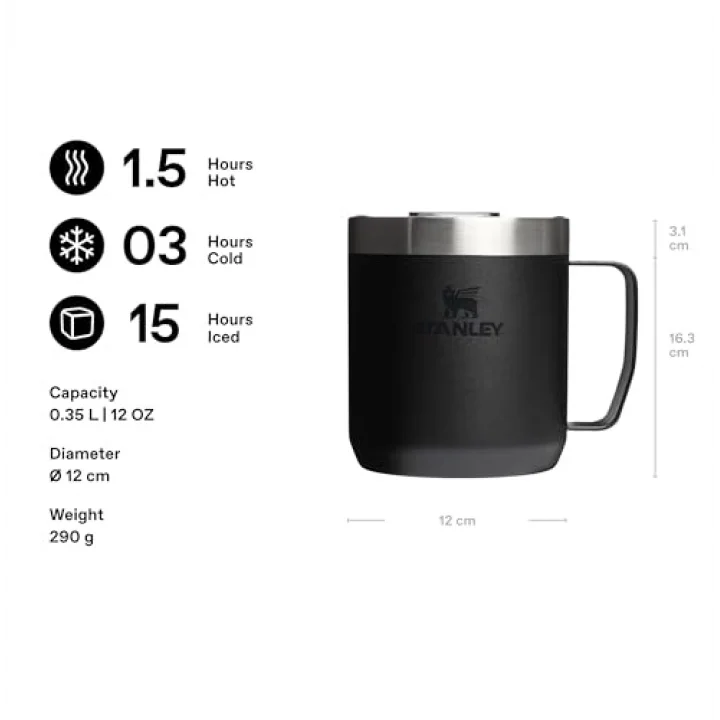 Classic Legendary Termos Bardak 0.35 Litre - Siyah 2.0 | Paslanmaz Çelik