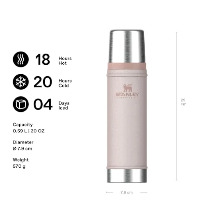 Classic Legendary Vakumlu Termos 0.60 Litre - Hammertone Rose Quartz | Paslanmaz Çelik