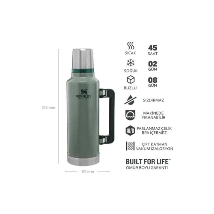 Classic Legendary Vakumlu Termos 1.9 Litre - Yeşil (Hammertone Green) | Paslanmaz Çelik