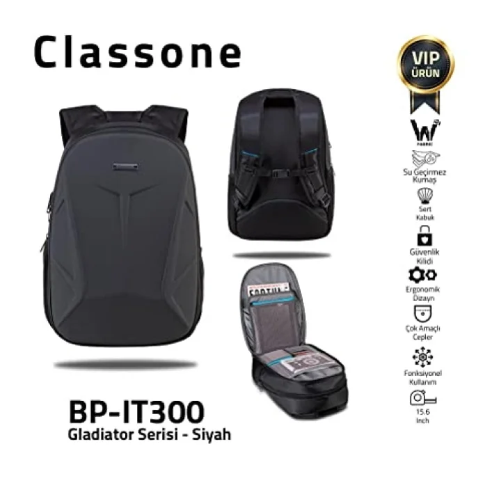 Classone BP-IT300 Gladiator Serisi 15.6 Uyumlu Notebook Çantası - Siyah