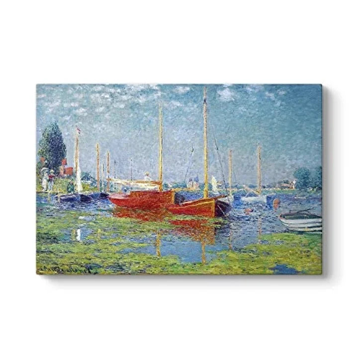 Claude Monet - Red Boats at Argenteuil Tablosu 45 x 30