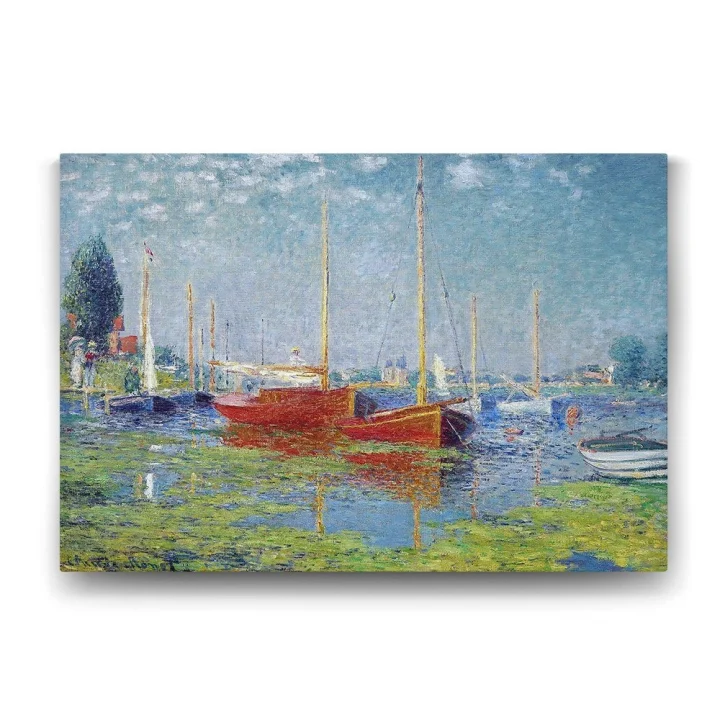 Claude Monet - Red Boats at Argenteuil Tablosu - 90x60cm