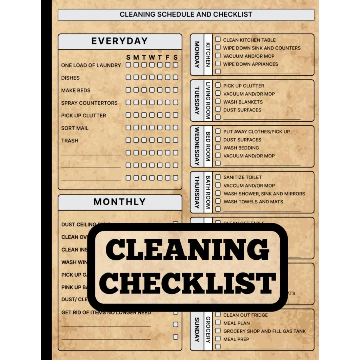Cleaning Schedule and Checklist: Daily Weekly and Monthly Cleaning Schedule | 8.5 x 11 in, 140 Pages | House Cleaning Planner and Organizer