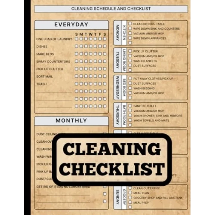 Cleaning Schedule and Checklist: Daily Weekly and Monthly Cleaning Schedule | 8.5 x 11 in, 140 Pages | House Cleaning Planner and Organizer