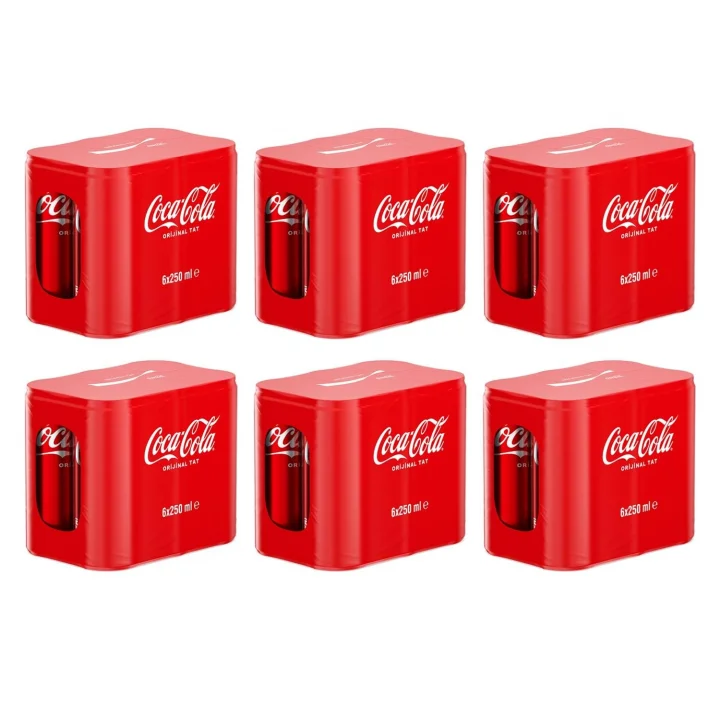 Coca Cola Kutu İçecek, 250 ml, 36 Adet (6lı x 6 Paket)