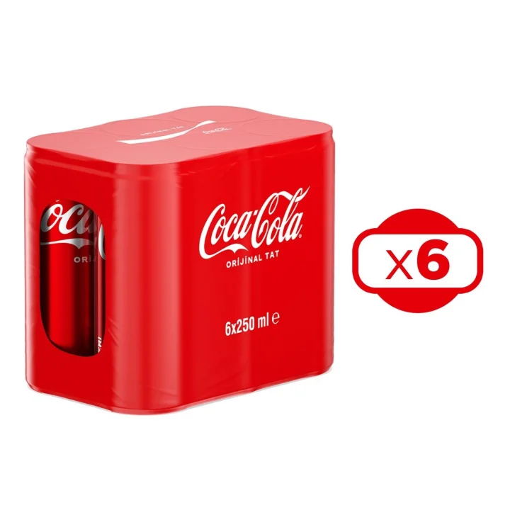 Coca Cola Kutu İçecek, 250 ml, 36 Adet (6lı x 6 Paket)
