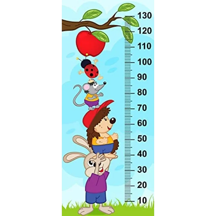 Çocuk Odası Bebek Odası Boy Ölçer Boy Cetveli Sticker Hayvanlar Elma