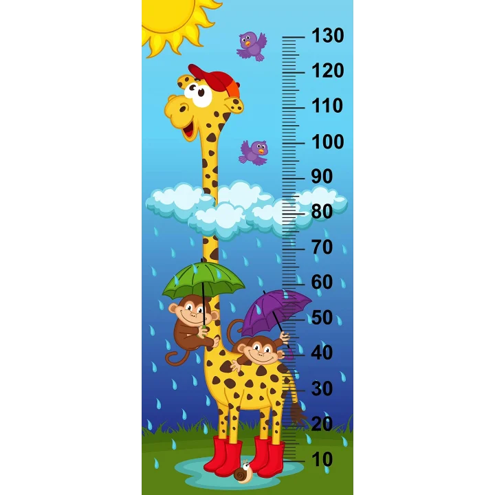 Çocuk Odası Bebek Odası Boy Ölçer Boy Cetveli Sticker Zürafa