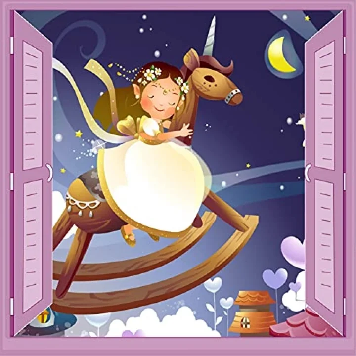 Çocuk Odası Bebek Odası Pencere Poster Duvar Kağıdı At ve Kız