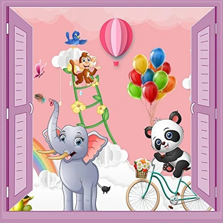 Çocuk Odası Bebek Odası Pencere Poster Duvar Kağıdı Fil Panda