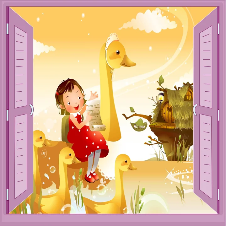 Çocuk Odası Bebek Odası Pencere Poster Duvar Kağıdı Ördekler
