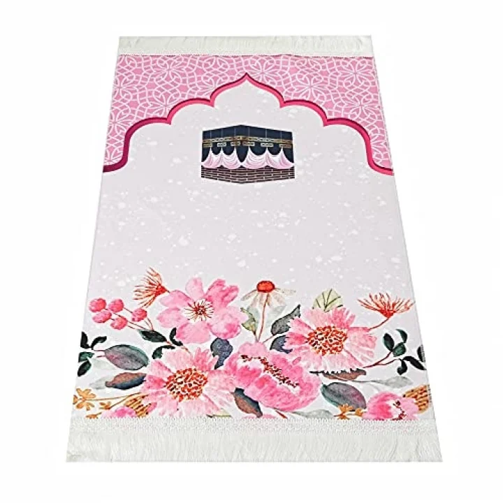 Çocuk Seccadesi Kabe Pembe 82×45 cm 110 gr - Tesbih Hediyeli