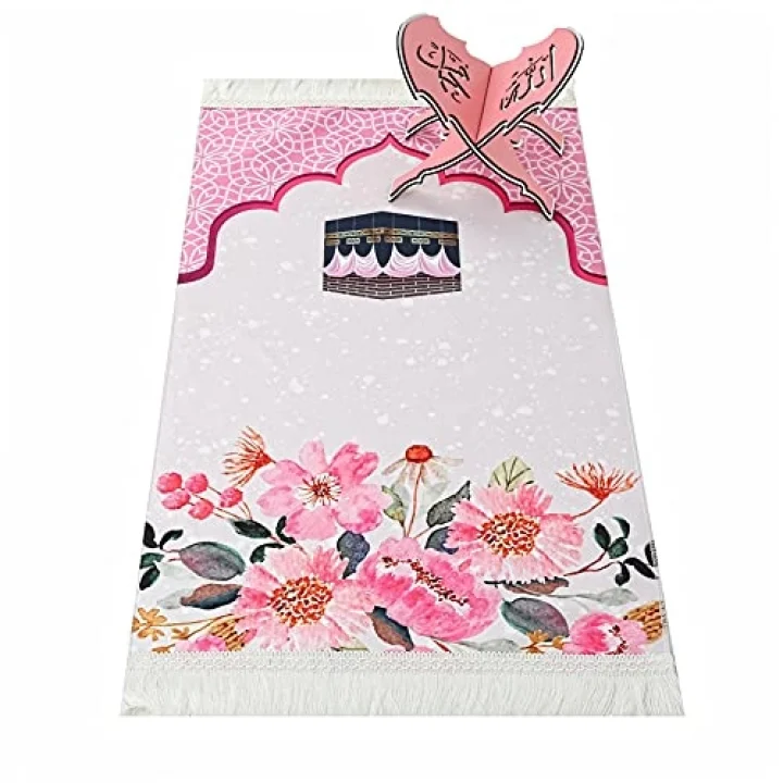 Çocuk Seccadesi Kabe Pembe 82×45 cm 110 gr - Tesbih Hediyeli