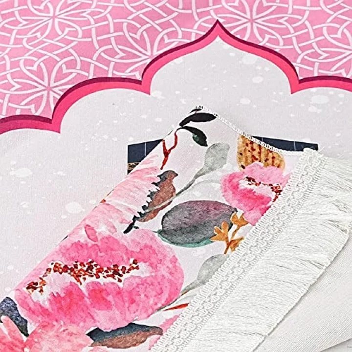Çocuk Seccadesi Kabe Pembe 82×45 cm 110 gr - Tesbih Hediyeli