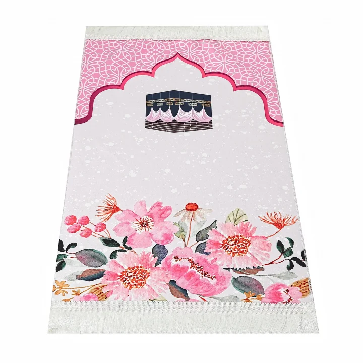 Çocuk Seccadesi Kabe Pembe 82×45 cm 110 gr - Tesbih Hediyeli