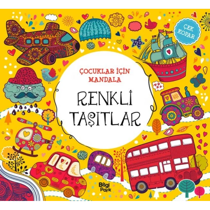 Çocuklar İçin Mandala - Renkli Taşıtlar