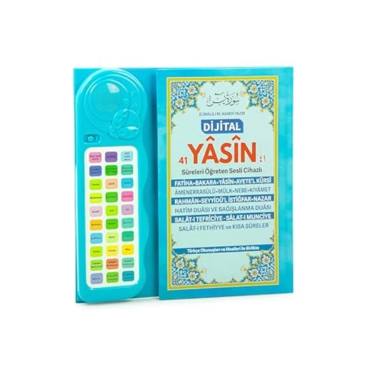 Çocuklar İçin Sure Dua Öğreten Cihaz Sesli Yasini Şerif Kitabı (Mavi)