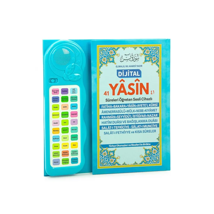 Çocuklar İçin Sure Dua Öğreten Cihaz Sesli Yasini Şerif Kitabı (Mavi)