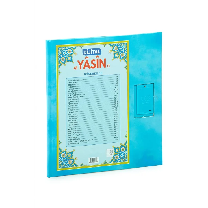 Çocuklar İçin Sure Dua Öğreten Cihaz Sesli Yasini Şerif Kitabı (Mavi)