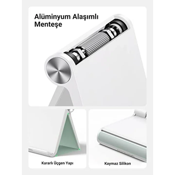 Çok Açılı Masaüstü Tablet Standı, Beyaz