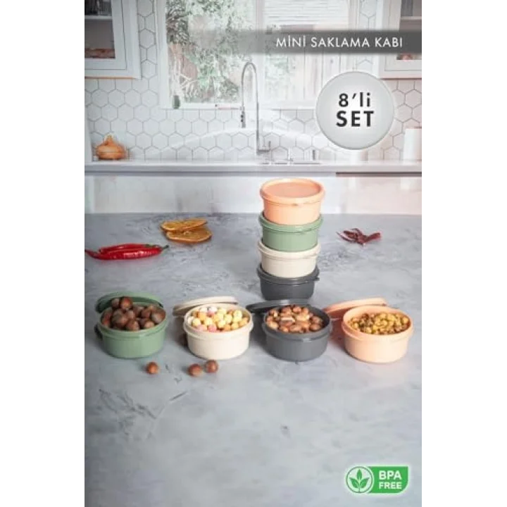 Çok Amaçlı 8li Mini Saklama Kapları 0.28 Lt.x 8 Adet