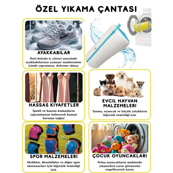 Çok Amaçlı Yıkama Çantası ve Kurutma Filesi, 2si 1 Arada Takım, Mavi, XL Boyut